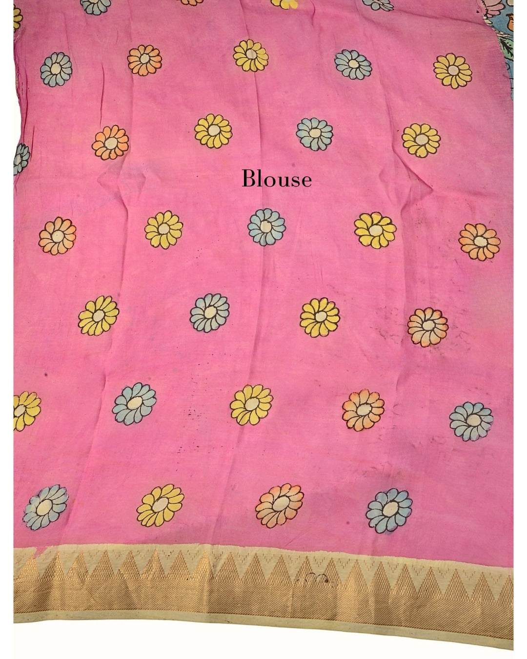 Pure Pen Kalamkari Bangalore Silk Saree