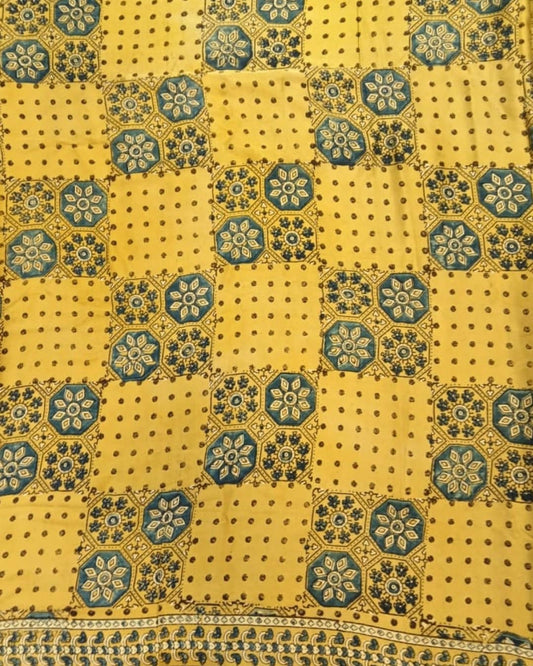 Ajrakh on Pure Modal Silk Saree