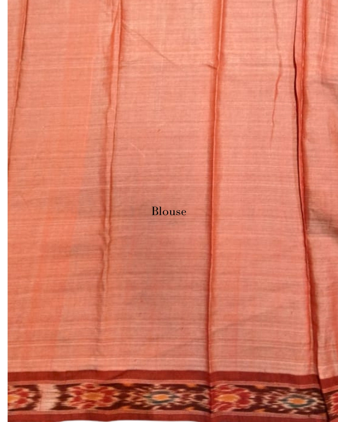 Hand-Painted Kalamkari Tussar Silk Saree with Pochampally Border
