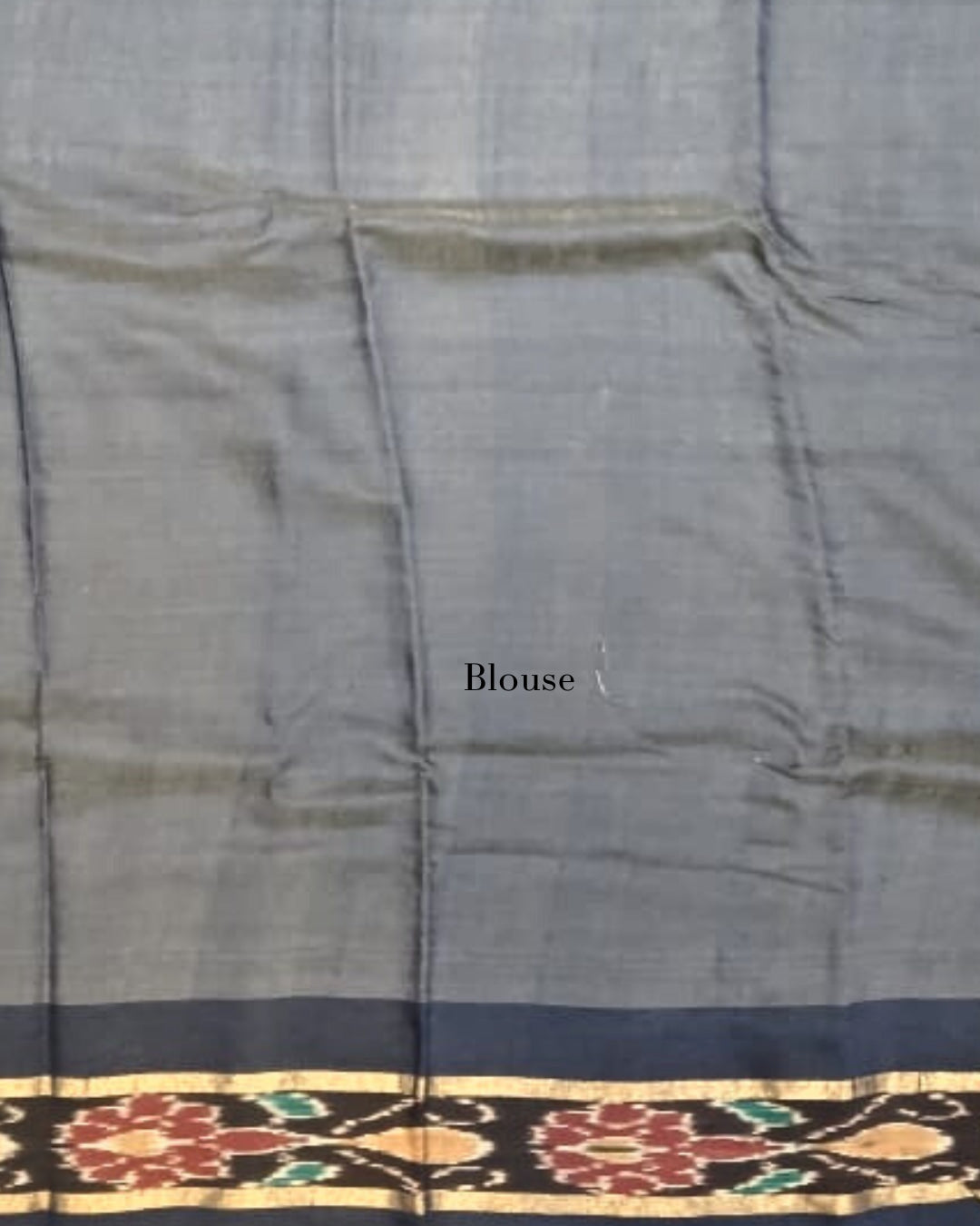 Hand-Painted Kalamkari Tussar Silk Saree with Pochampally Border