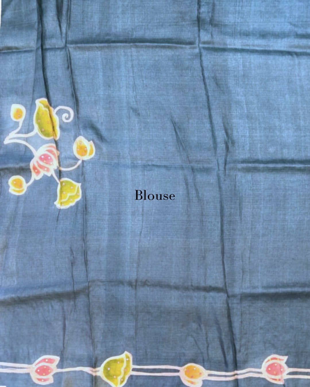 Hand-Painted Lotus Pure Tussar Silk Saree