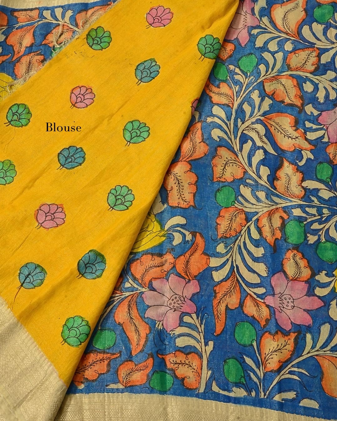 Pure Pen Kalamkari Tissue Silk Saree