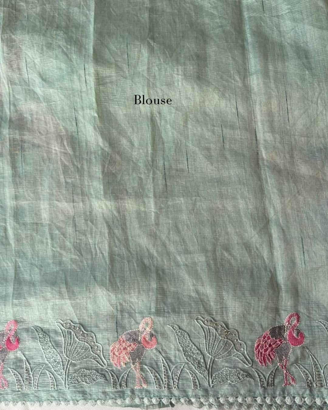 Pastel Green Appliqué Work Saree