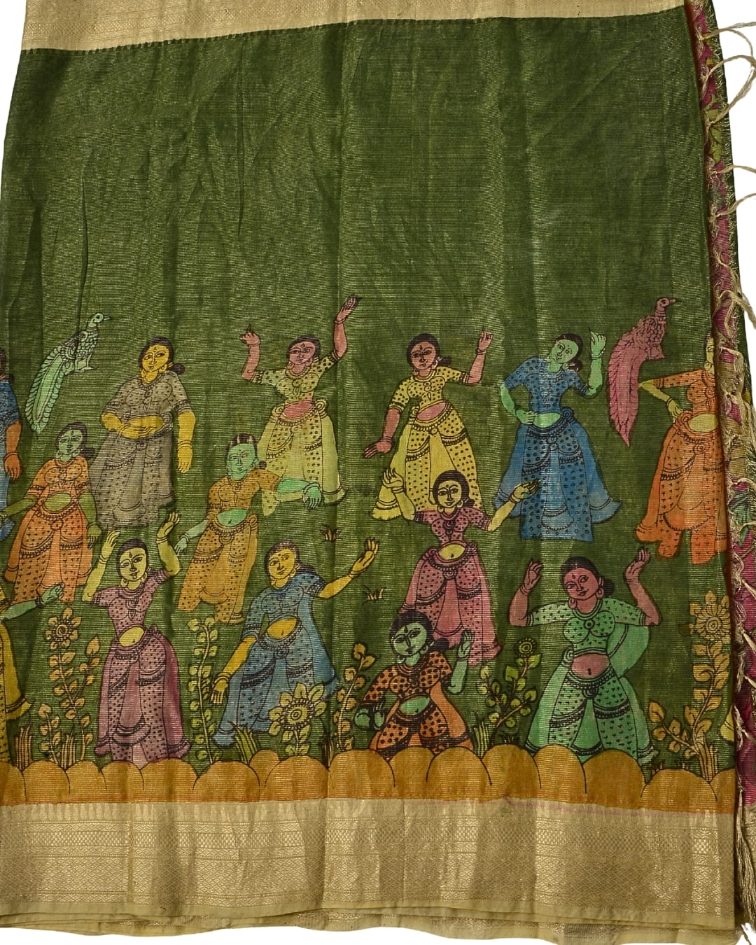 Pure Pen Kalamkari Tissue Silk Saree