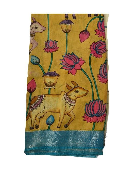 Pure Pen Kalamkari Chanderi Silk Saree