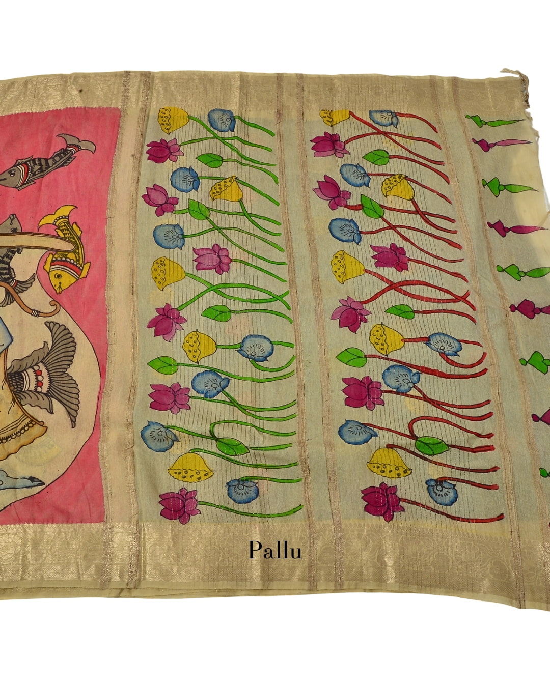 Pure Pen Kalamkari Chanderi Silk Saree