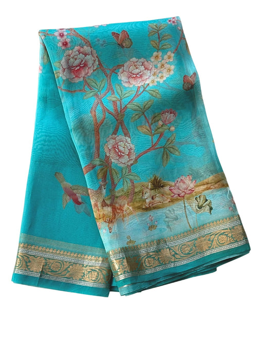 Pure Organza with Zari Border