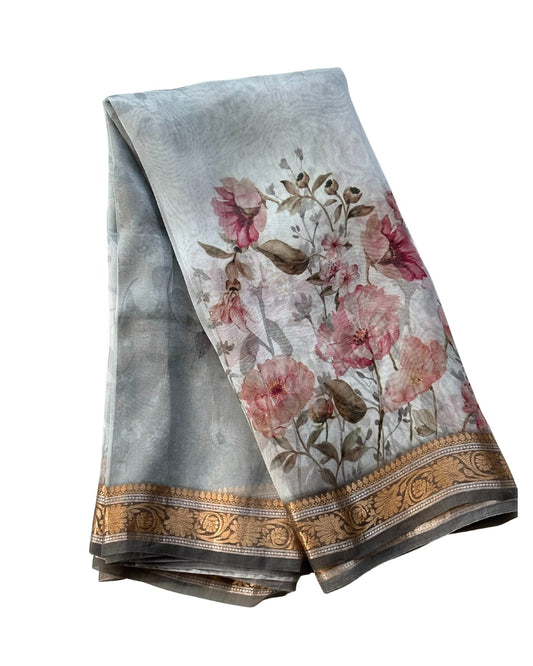 Pure Organza Silk with Zari Border