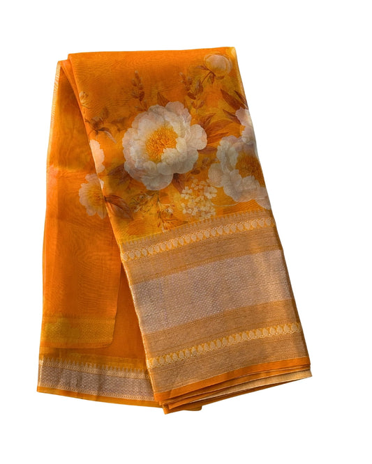 Pure Organza Silk with Zari Border