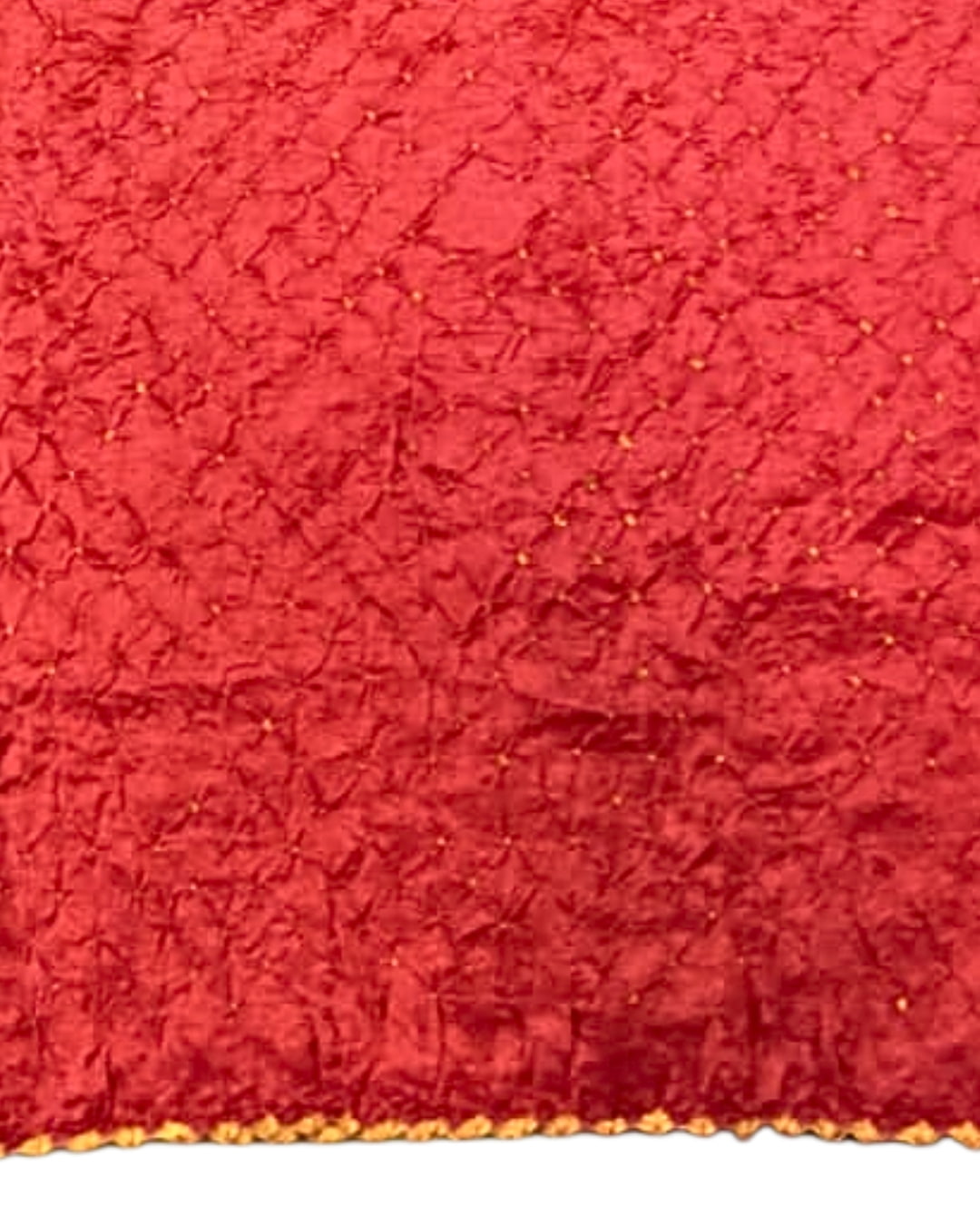 Red Bandhani saree with Ajrakh pallu and blouse
