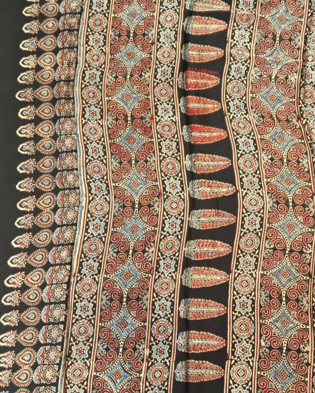 Ajrakh on Pure Modal Silk Saree 