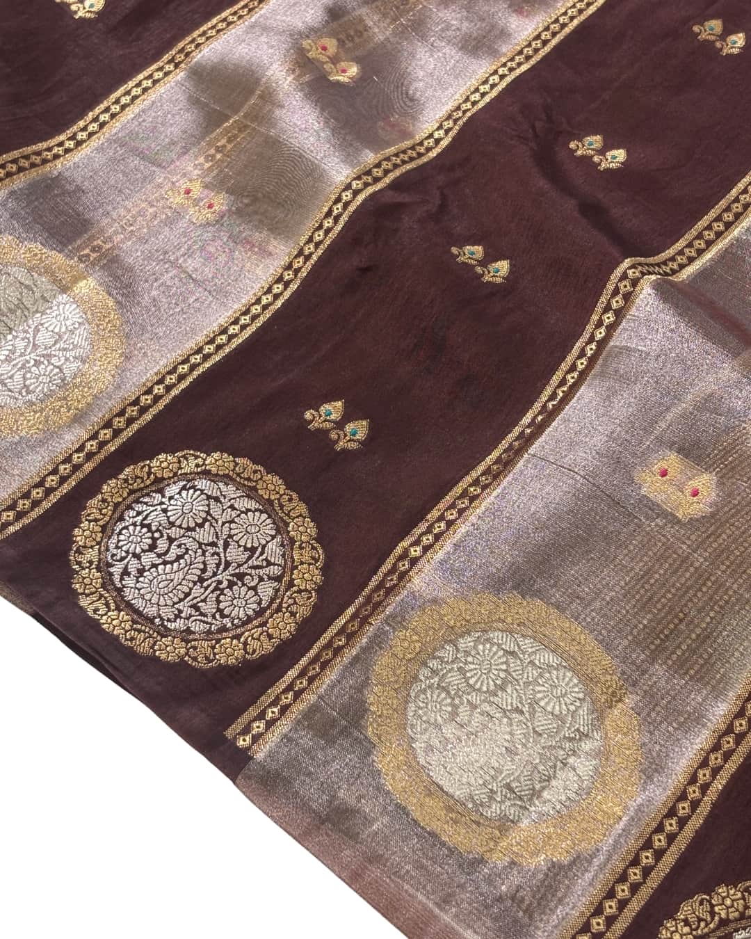 Raw Mango Silk Saree with Tissue Stripes and Zari Woven Pallu