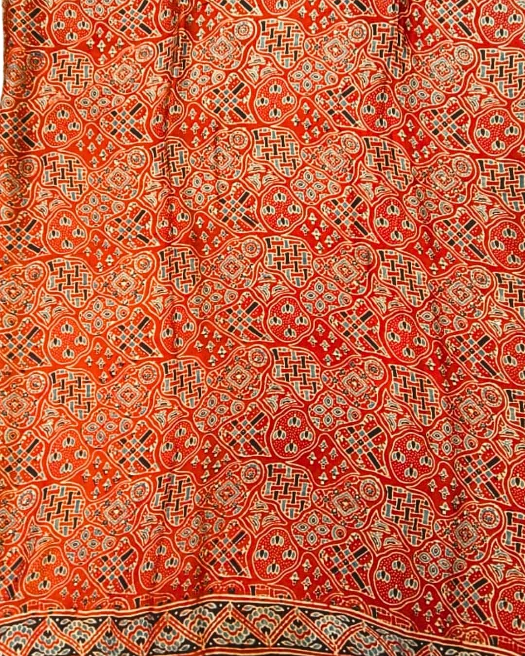 Ajrakh on Pure Modal Silk Saree 