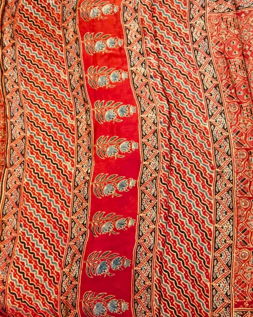 Ajrakh on Pure Modal Silk Saree