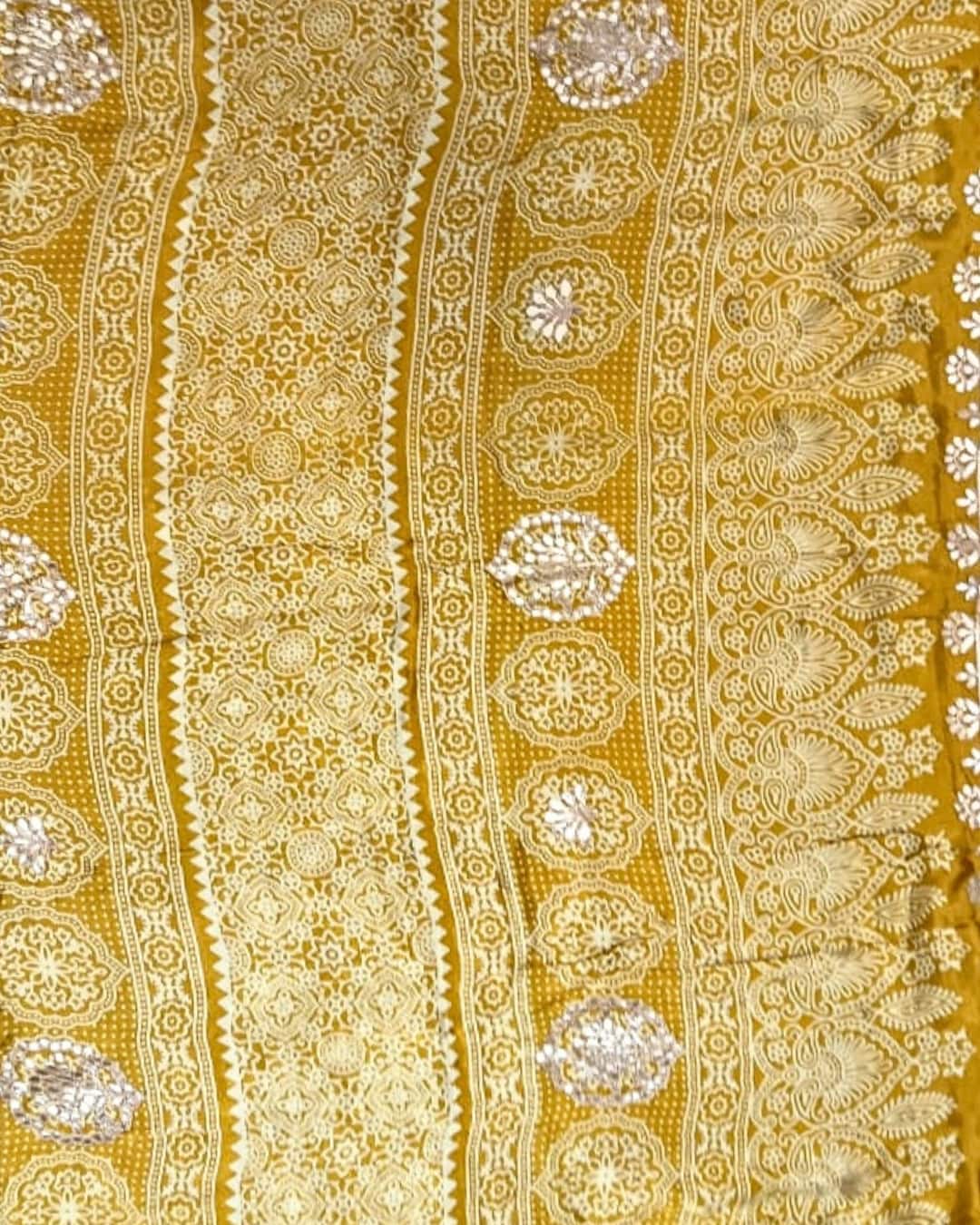 Gajji Silk Saree with Gotta Patti Work in Mustard Yellow