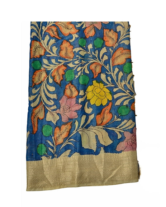 Pure Pen Kalamkari Tissue Silk Saree