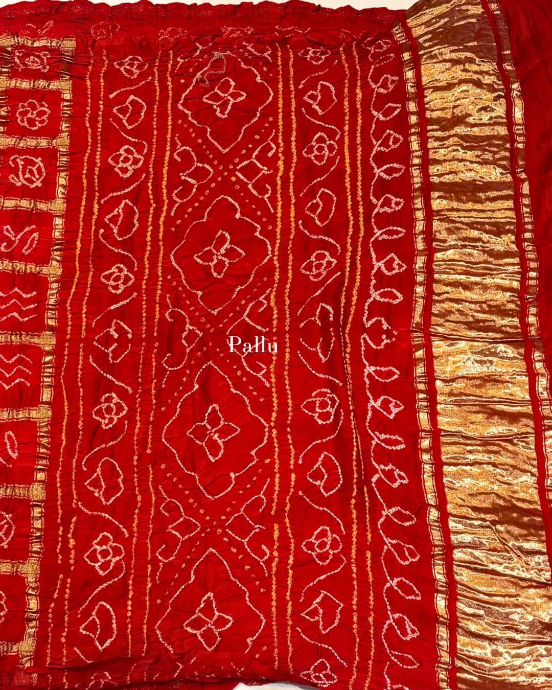 Rani pink and red pure Gajji Silk Ghadchola Saree with Zari Weave 