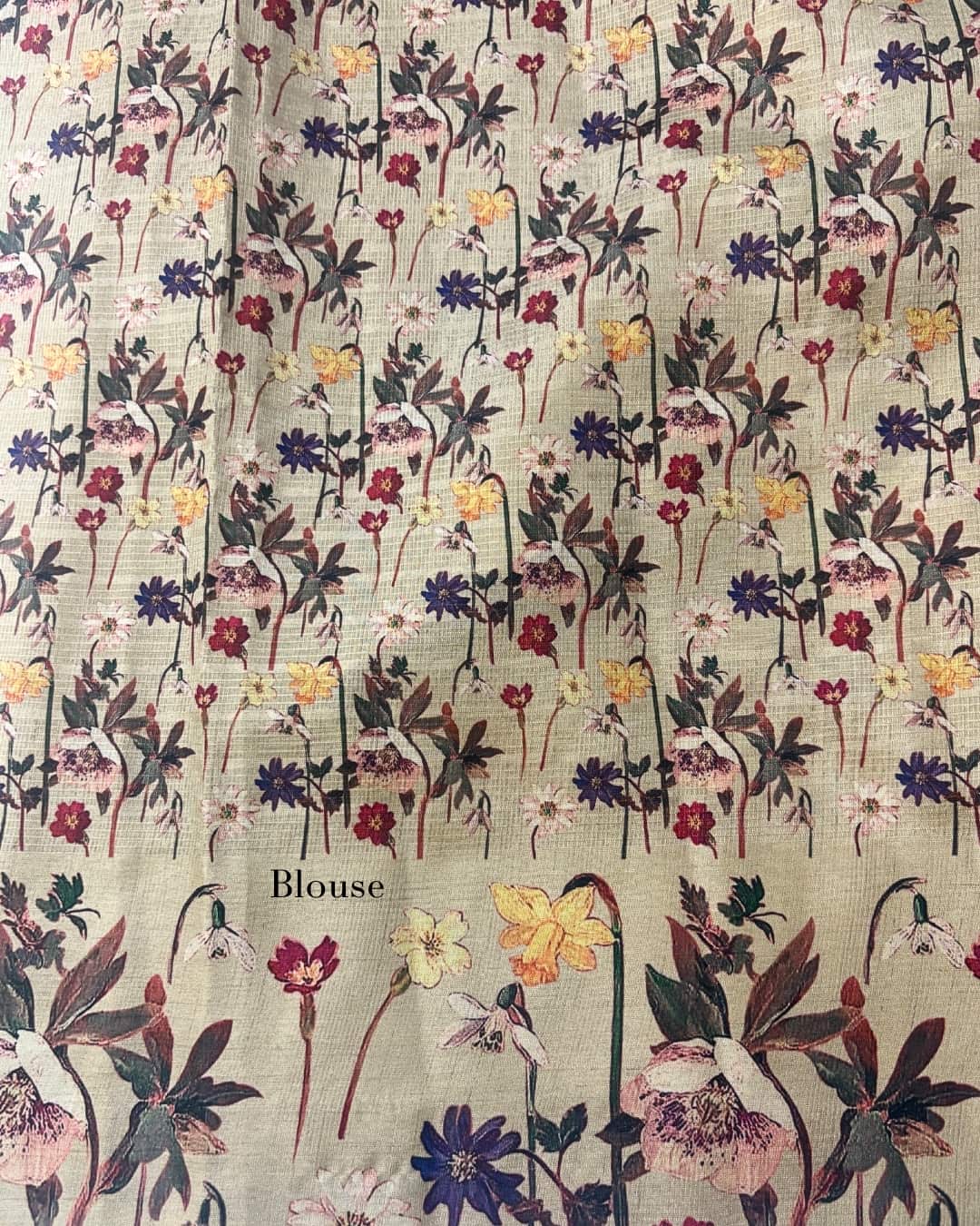 Kota Doria Saree with Floral Printed Border