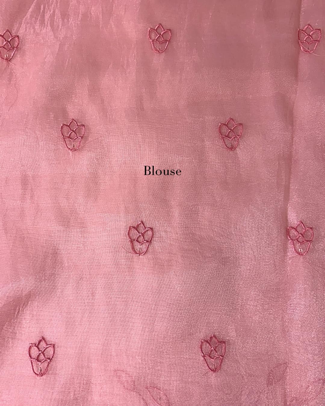 Rose Pink Tissue Organza Saree with Appliqué & Embroidered Detailing