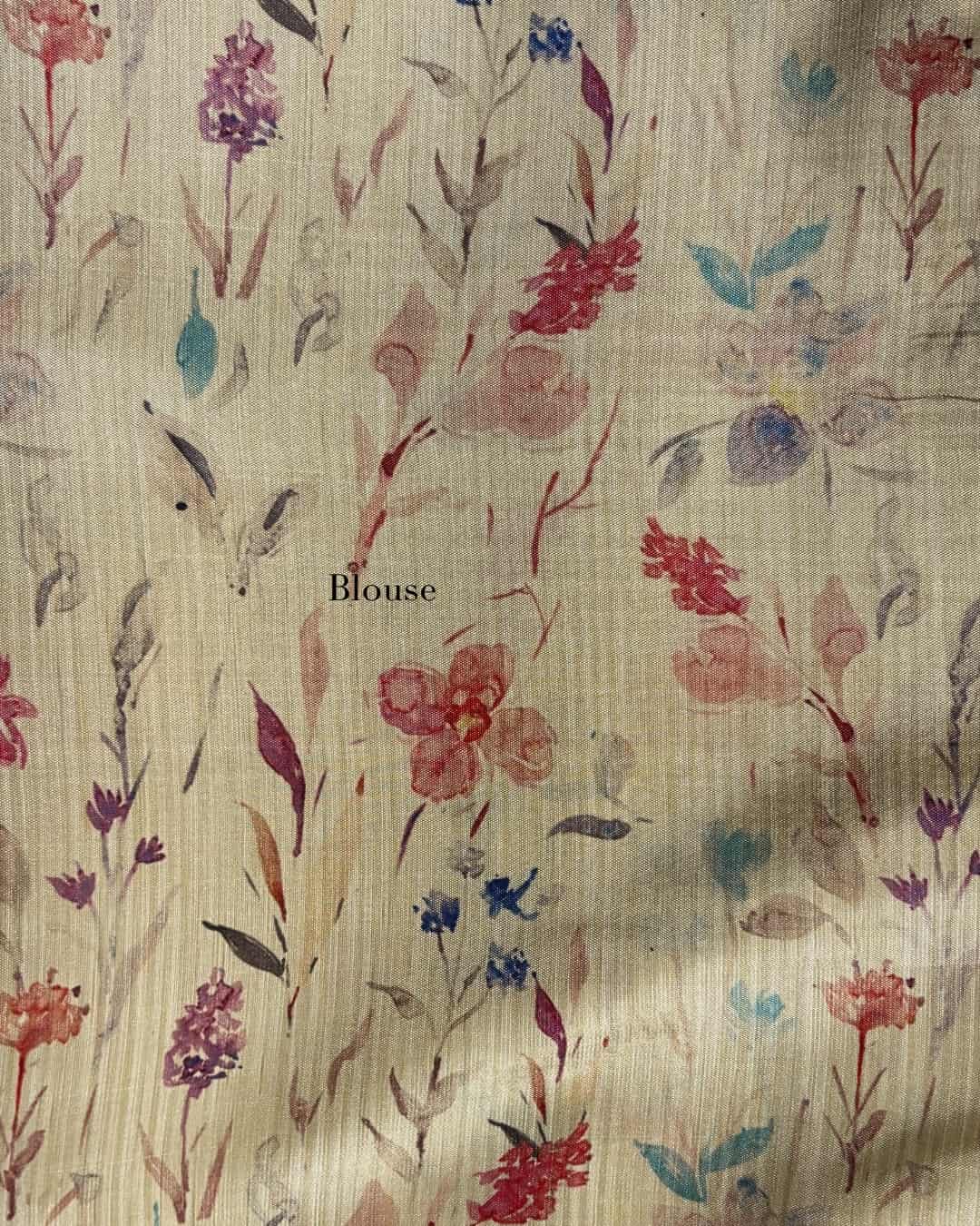 Floral Semi Crepe Silk Saree with Beige Border