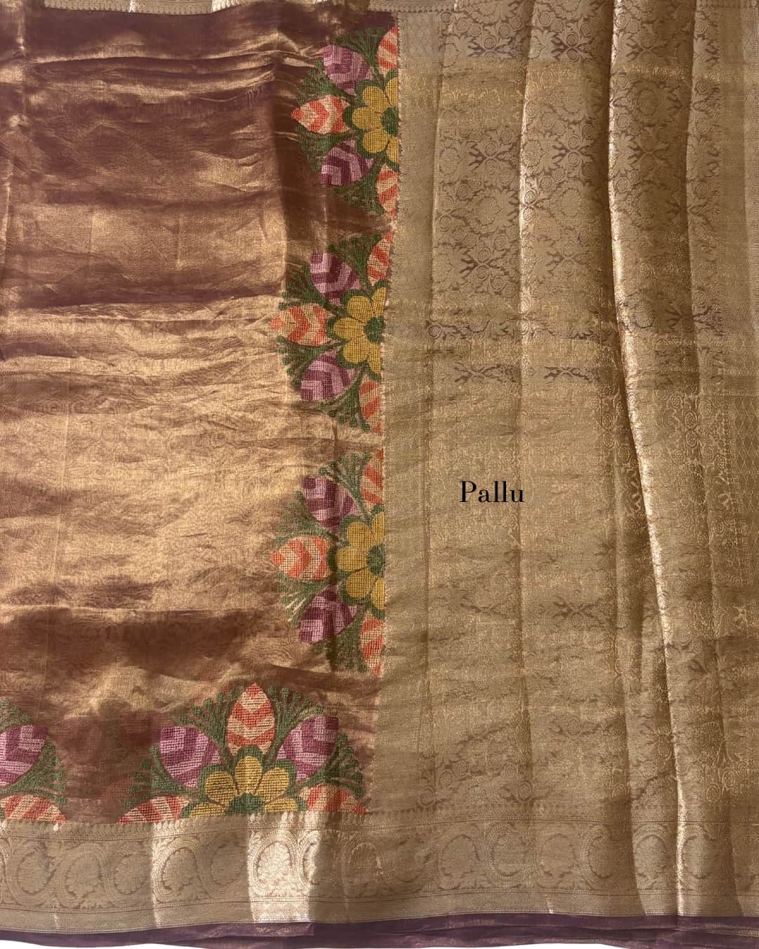 Pure Tissue Saree with Petit Point Embroidery & Zari Border