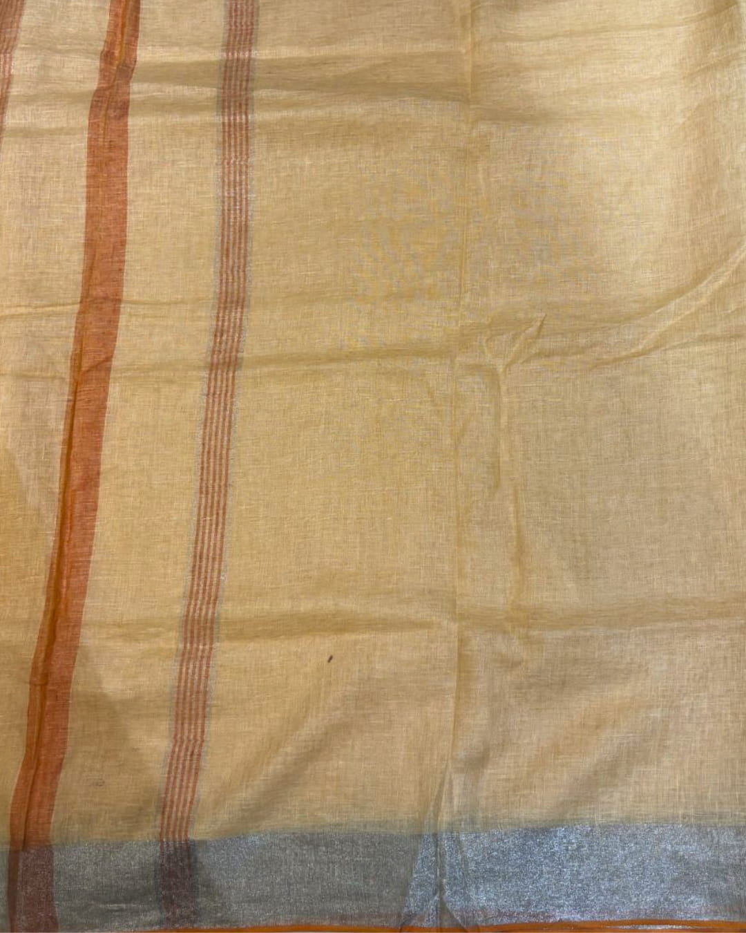 Linen Saree with Silver Border