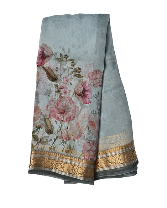 Pure Organza Silk with Zari Border