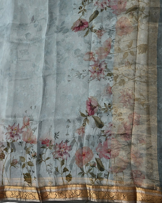 Pure Organza Silk with Zari Border