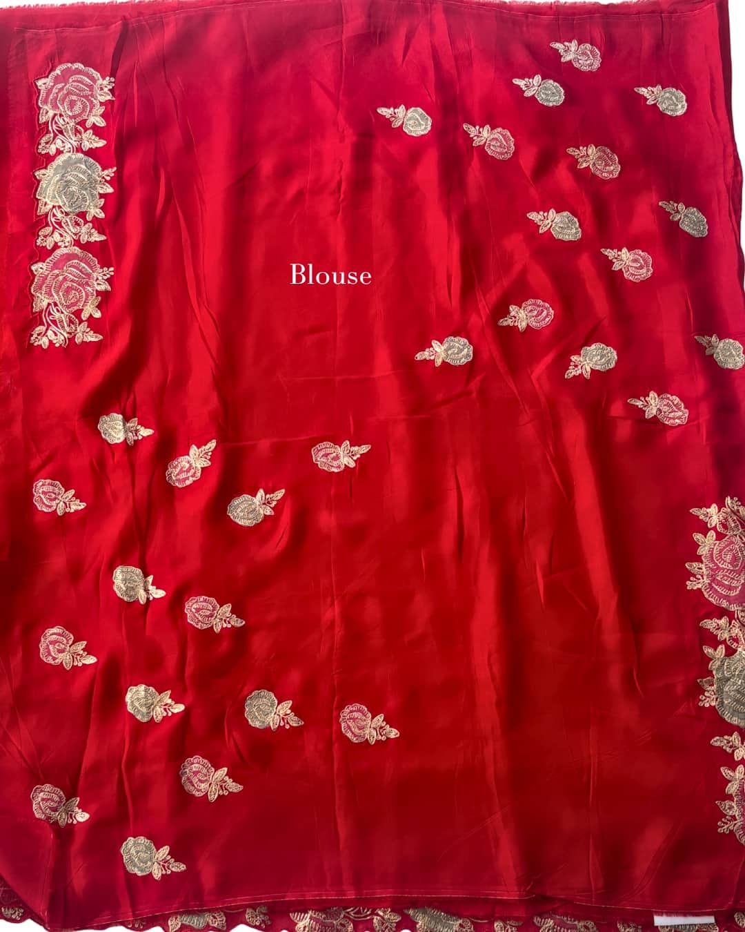 Red Georgette saree with Floral Border