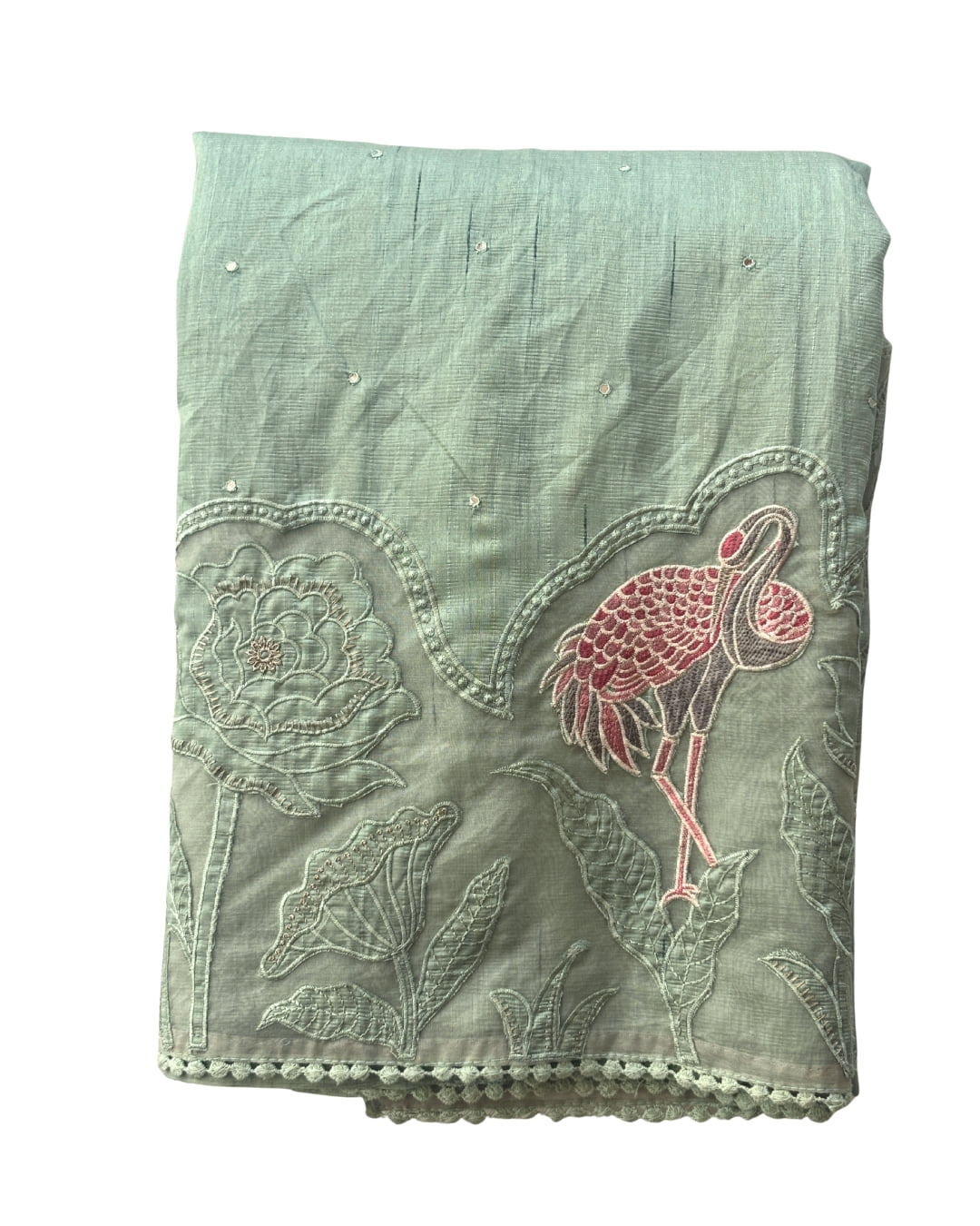 Pastel Green Appliqué Work Saree