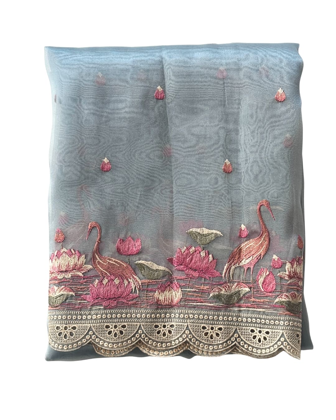 Tissue Saree with Embroidery Work