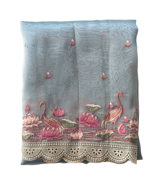 Tissue Saree with Embroidery Work