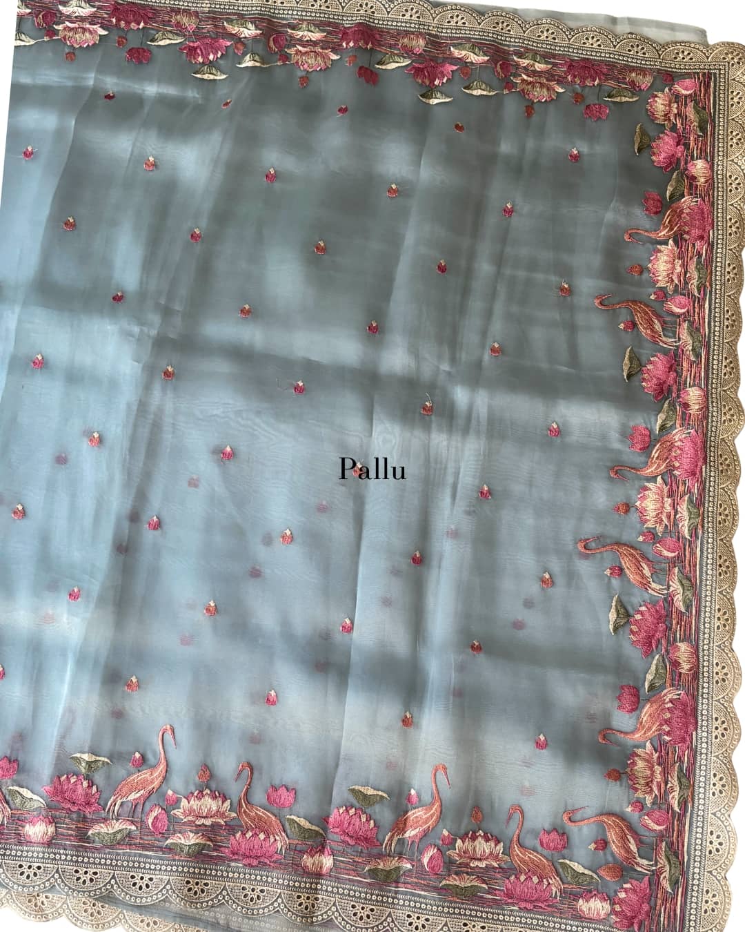 Tissue Saree with Embroidery Work