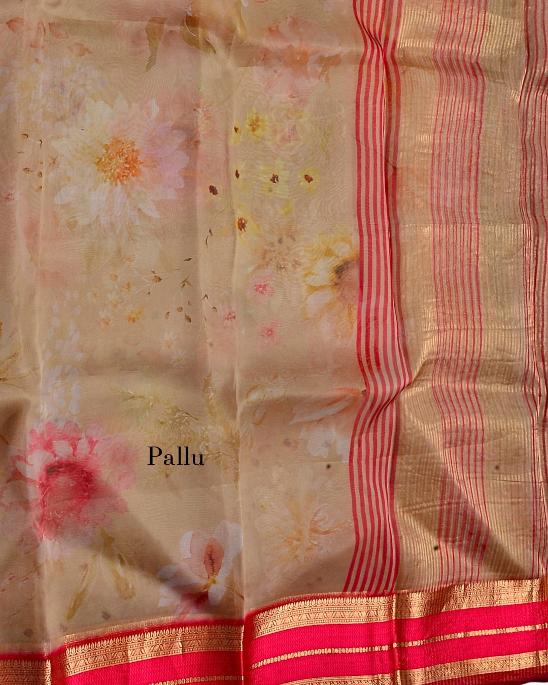 Pure Organza with Red Zari Border