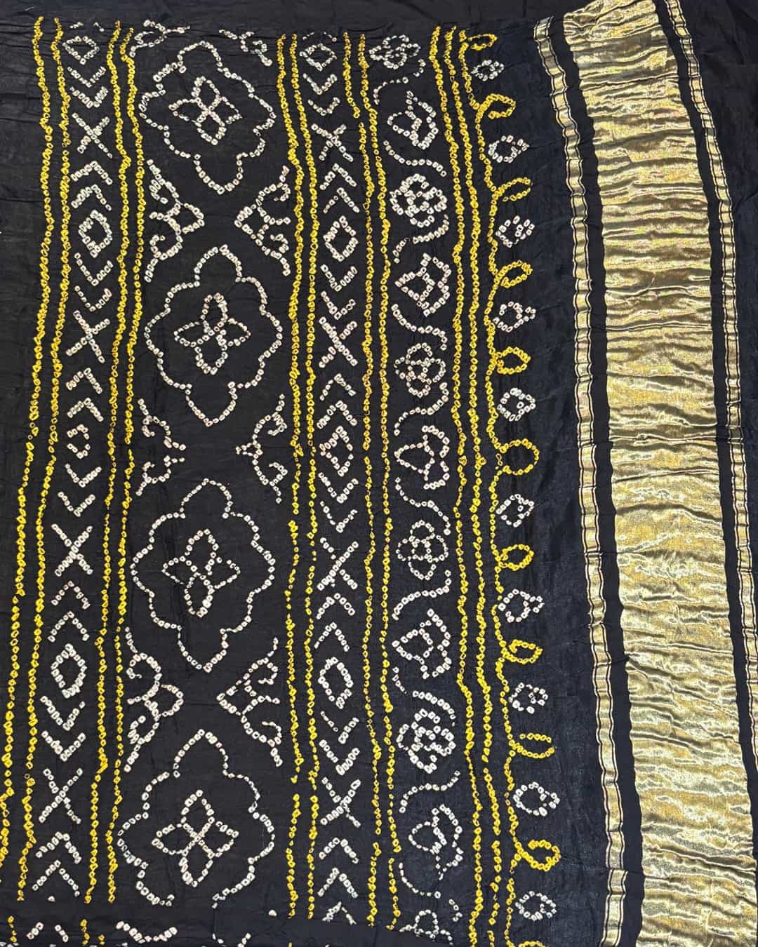 Black Pure Gajji Silk Ghadchola Saree with Zari Weave