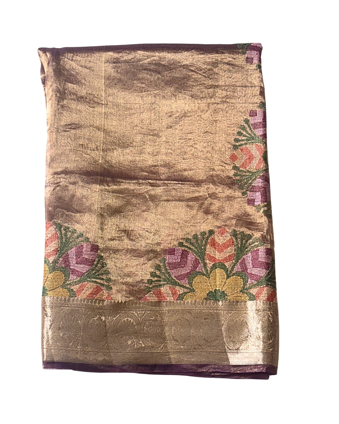 Pure Tissue Saree with Petit Point Embroidery & Zari Border