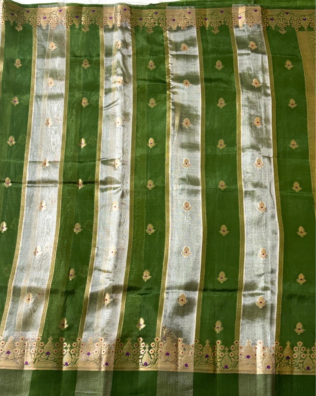 Raw Mango Silk Saree with Tissue Stripes and Zari Woven Pallu 