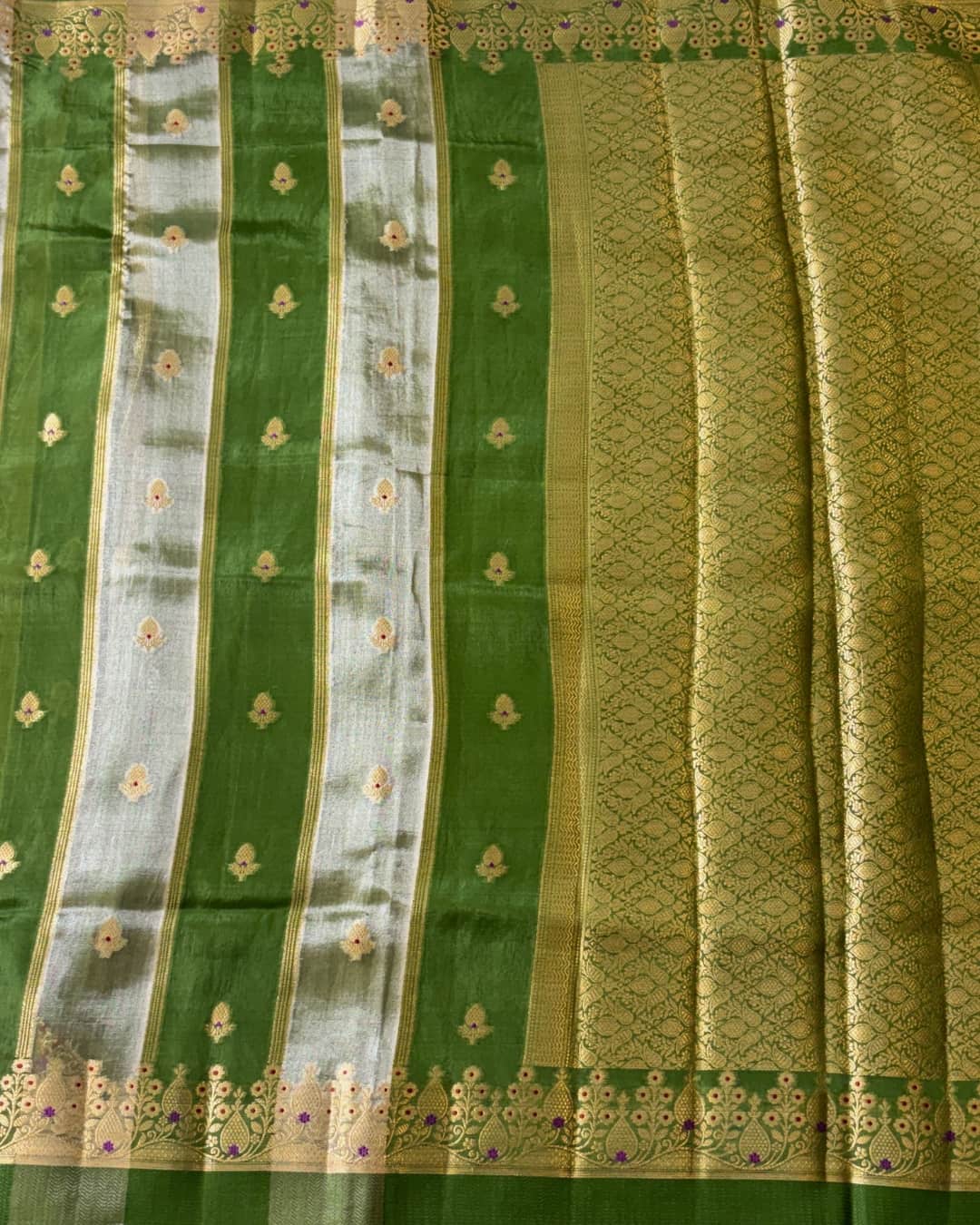 Raw Mango Silk Saree with Tissue Stripes and Zari Woven Pallu 