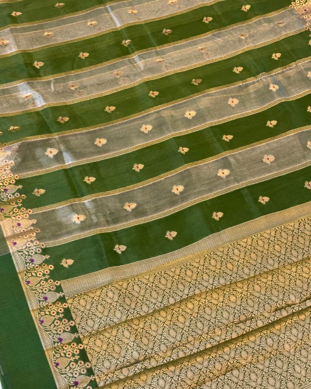 Raw Mango Silk Saree with Tissue Stripes and Zari Woven Pallu 