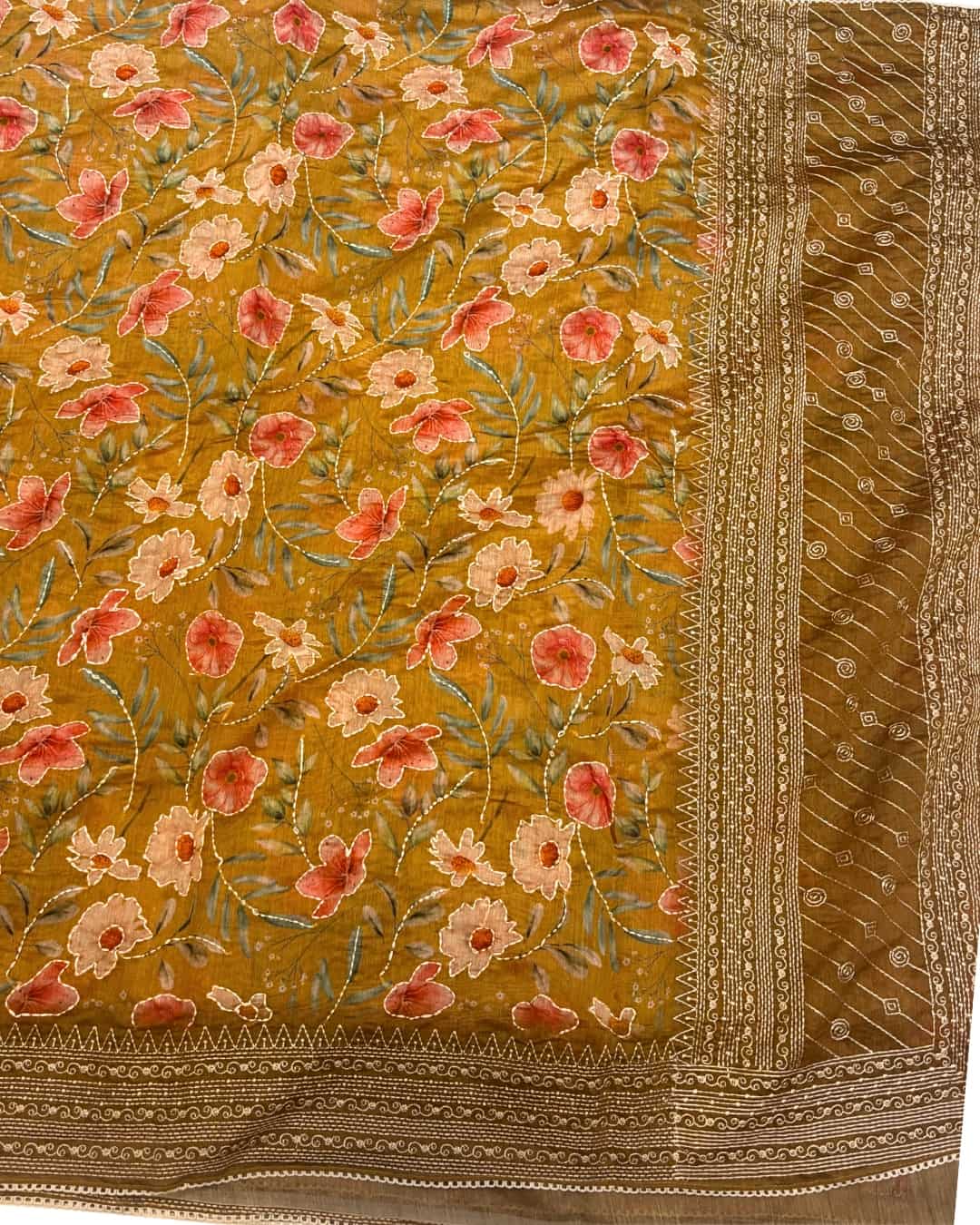 Chanderi Silk Saree with Kantha Work