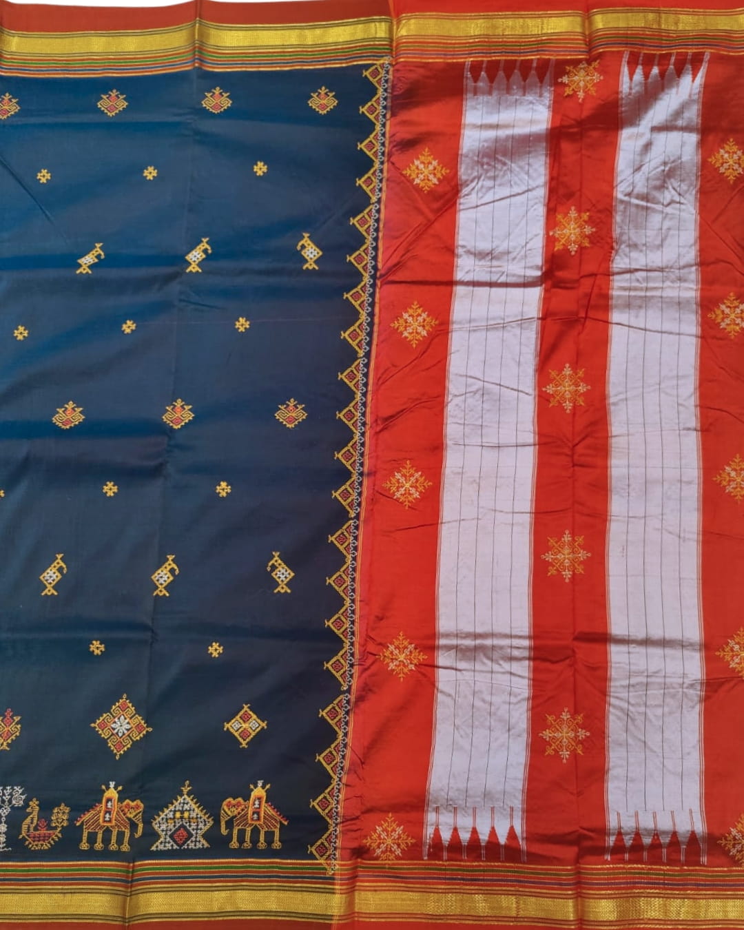 Ilkal Silk Saree with Kasuthi Hand Embroidery