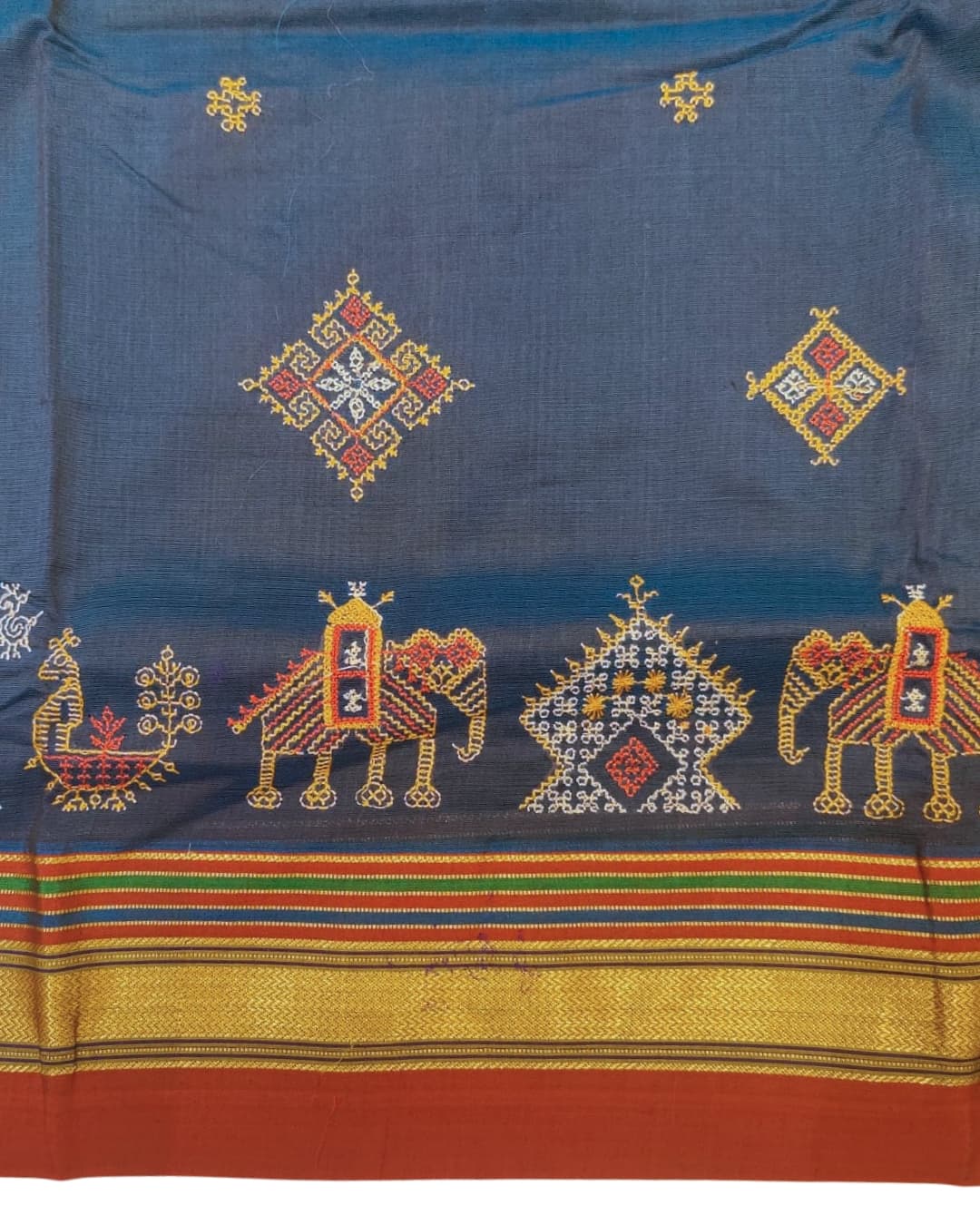 Ilkal Silk Saree with Kasuthi Hand Embroidery