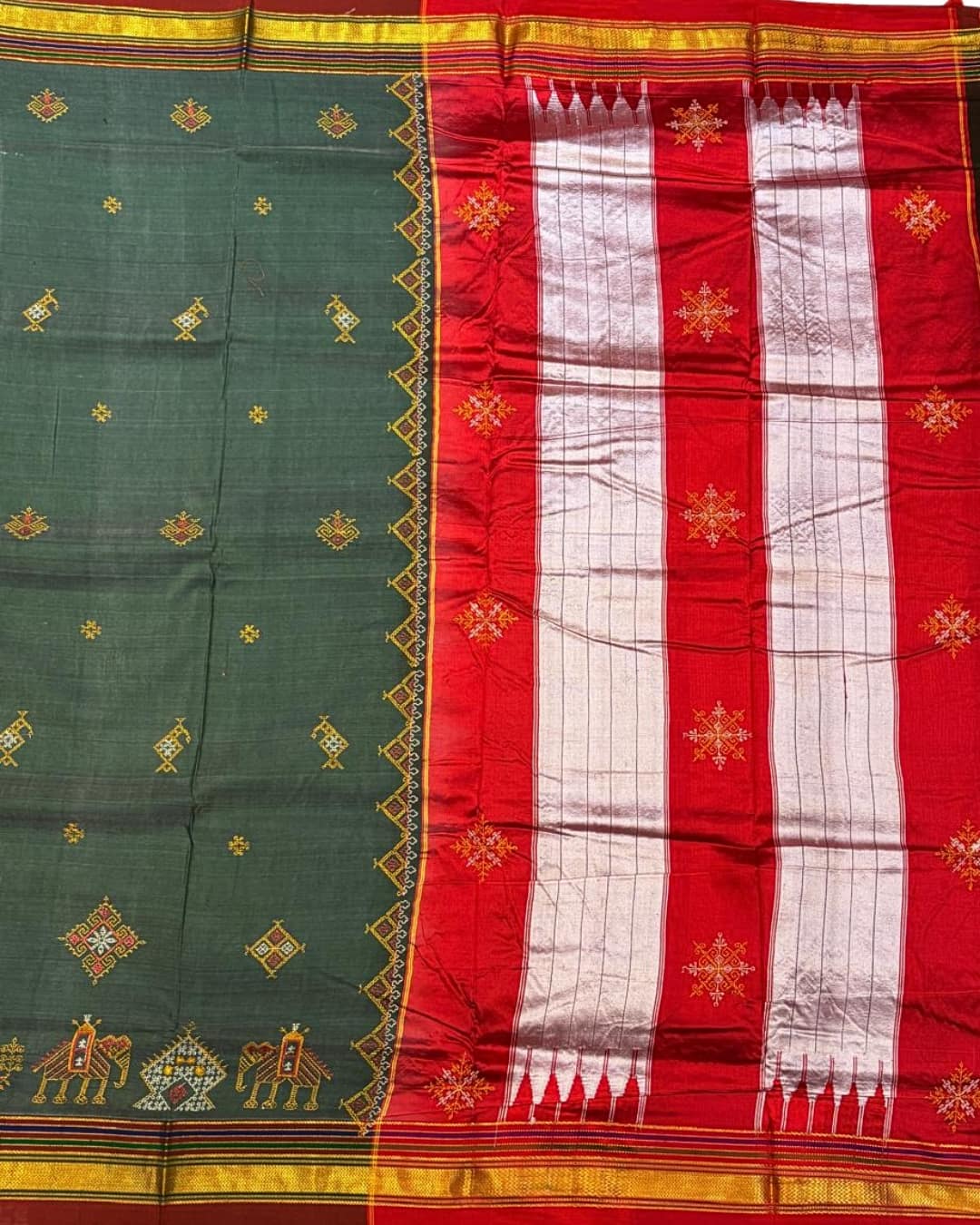 Ilkal Silk Saree with Kasuthi Hand Embroidery