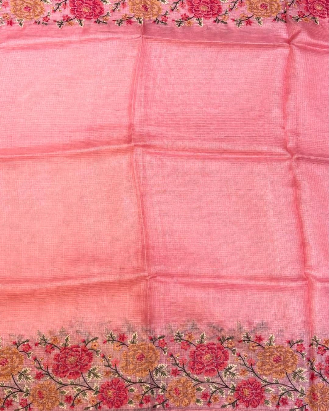 Blush Pink Kota Saree with Petit Point Embroidery