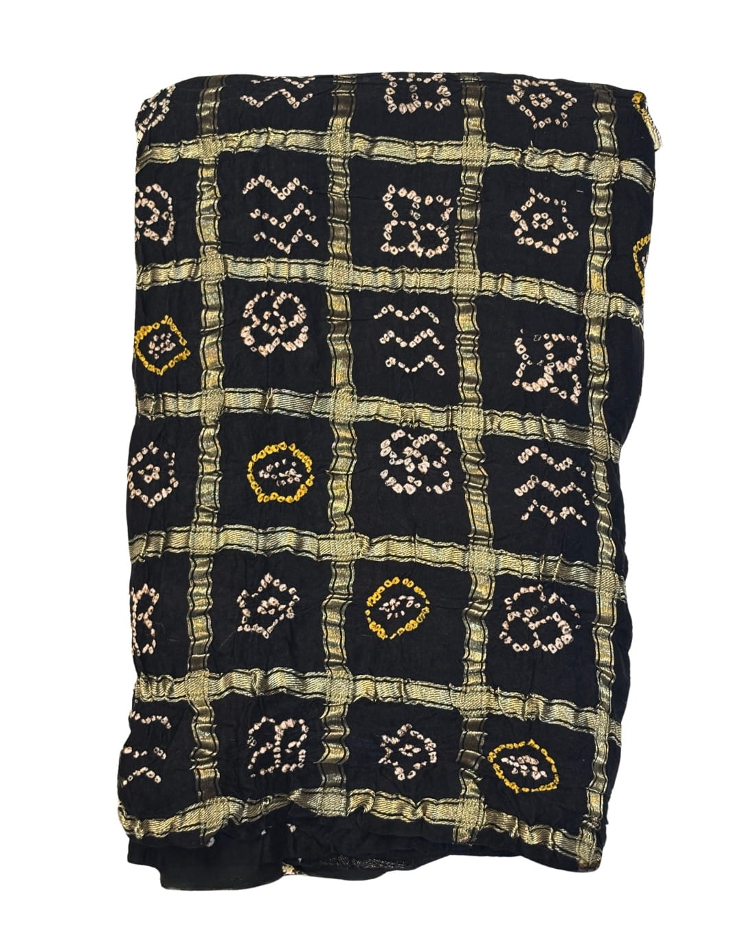 Black Pure Gajji Silk Ghadchola Saree with Zari Weave