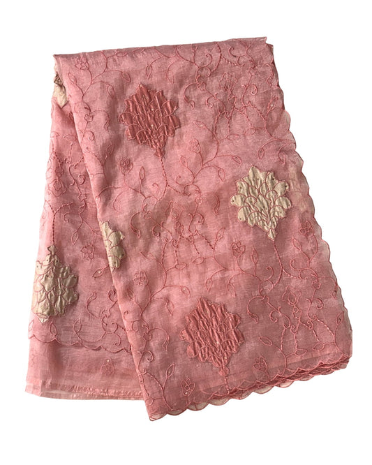 Rose Pink Tissue Organza Saree with Appliqué & Embroidered work