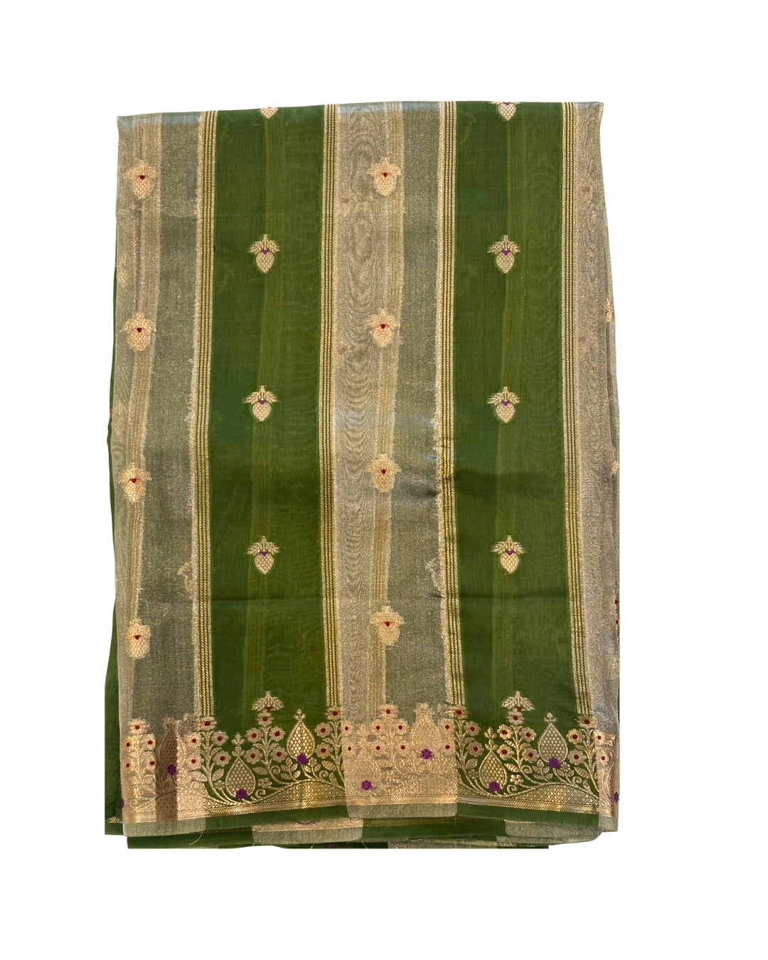 Raw Mango Silk Saree with Tissue Stripes and Zari Woven Pallu 