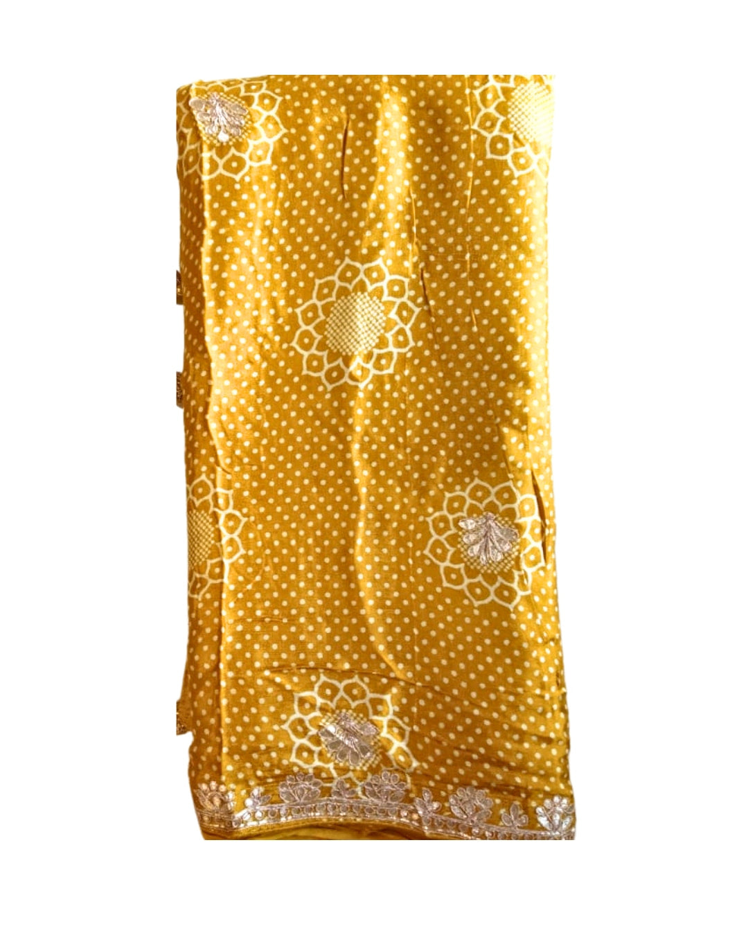 Gajji Silk Saree with Gotta Patti Work in Mustard Yellow